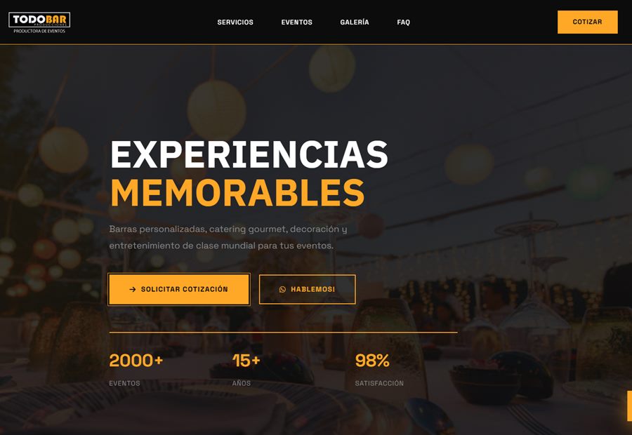 Landing de TodoBar Producciones